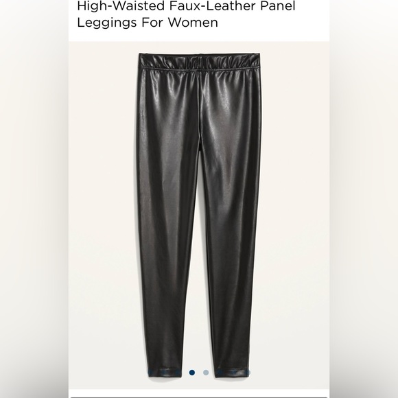 Old Navy high wasted faux-leather panel leggings. Black, size small. - Picture 2 of 6